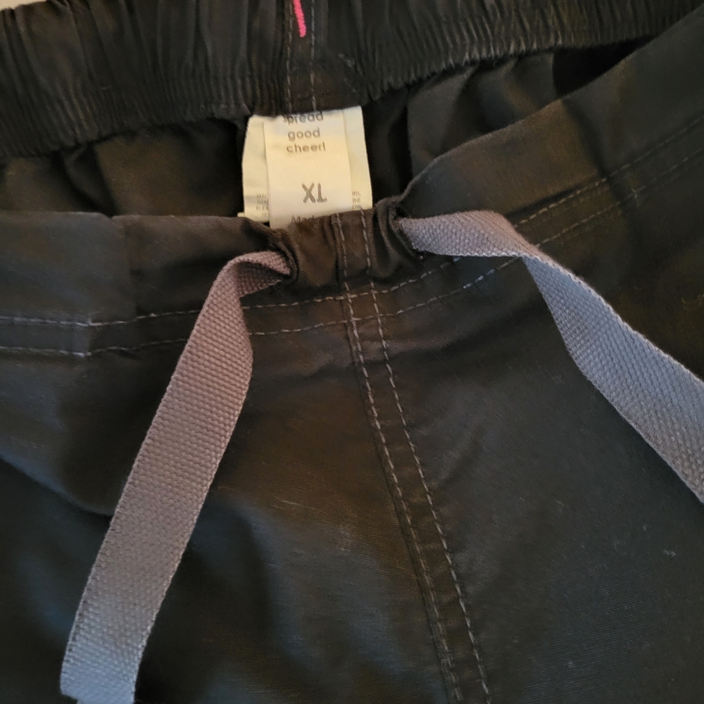 WonderWink Black Scrub Set with Pink Accents. Large top and X-Large flare pant. - Picture 3 of 5